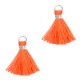 Ibiza style mini Tassel 1cm Silver-neon orange